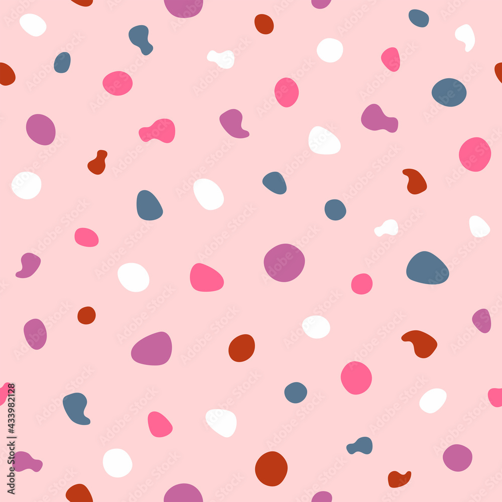Cute seamless pattern with different shapes. Simple girly print. Vector illustration. Cute seamless pattern with different shapes. Simple girly print. Vector illustration.