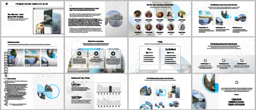 Presentation design vector templates, multipurpose template for presentation slide, flyer, brochure cover design with abstract circle banners. Social media web banner. Social network photo frame.
