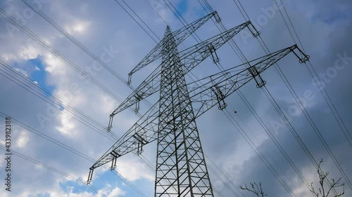 High voltage power line. time lapse