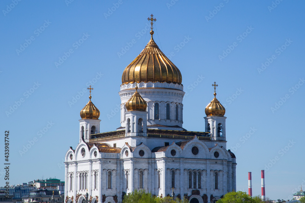 Cathedral of Christ the Saviour in Moscow, in summer in sunny weather.