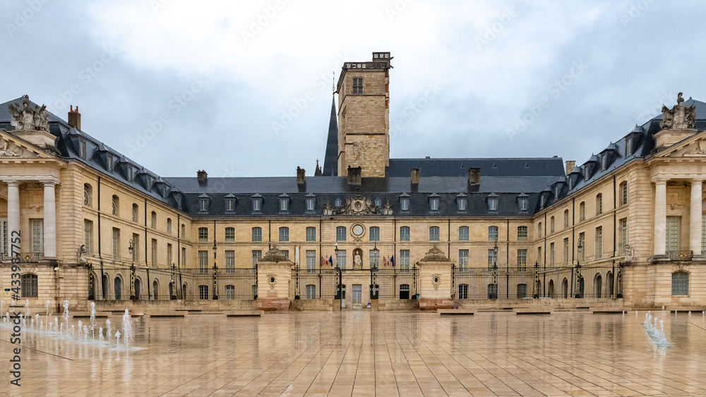 Dijon, beautiful city in France, Liberation square, the palace of the dukes of Burgundy
