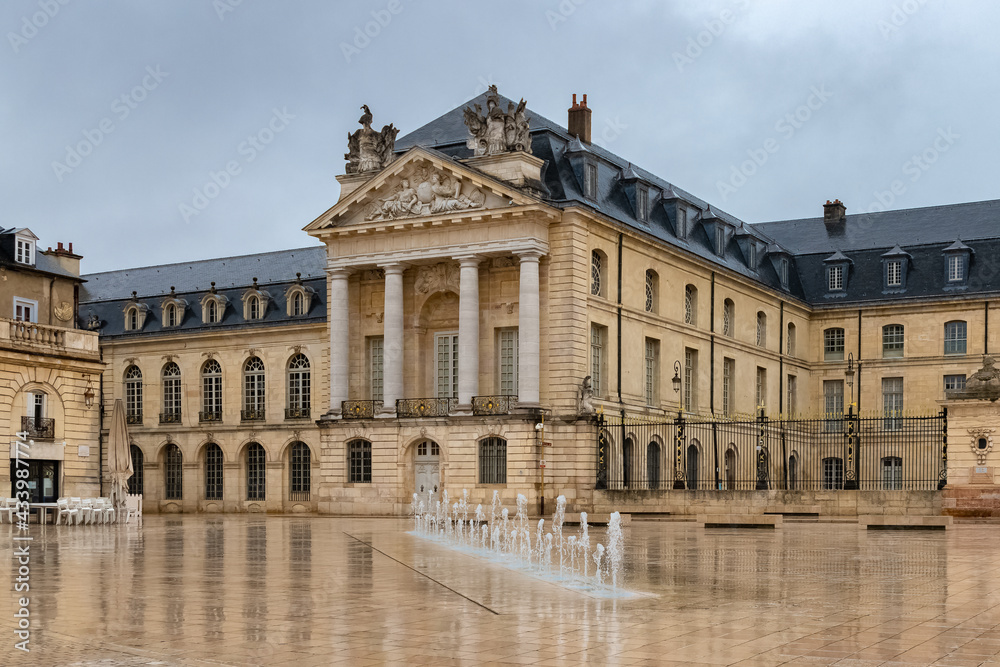 Dijon, beautiful city in France, Liberation square, the palace of the dukes of Burgundy
