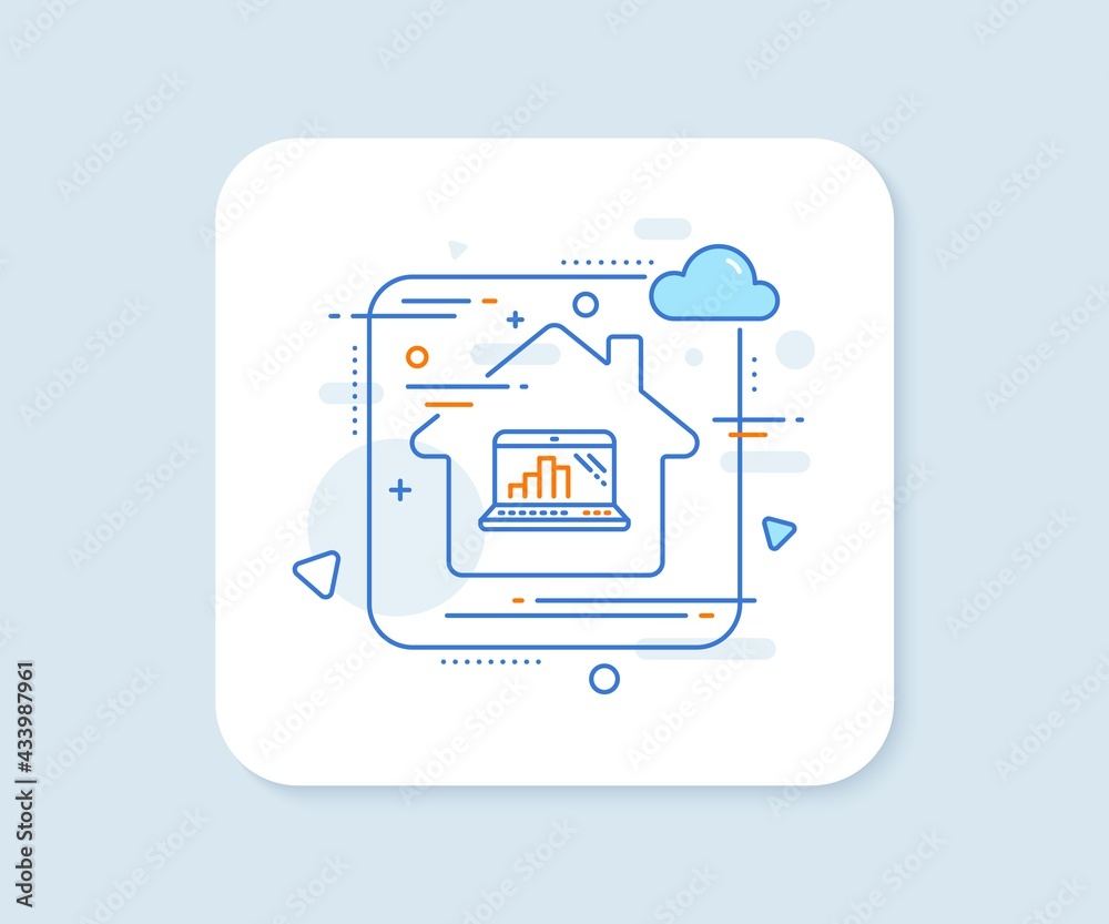 Graph laptop line icon. Abstract vector button. Column chart sign. Growth diagram symbol. Graph laptop line icon. Home concept badge. Vector Graph laptop line icon. Abstract vector button. Column chart sign. Growth diagram symbol. Graph laptop line icon. Home concept badge. Vector