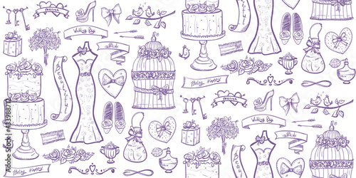 Cute wedding bridal seamless pattern