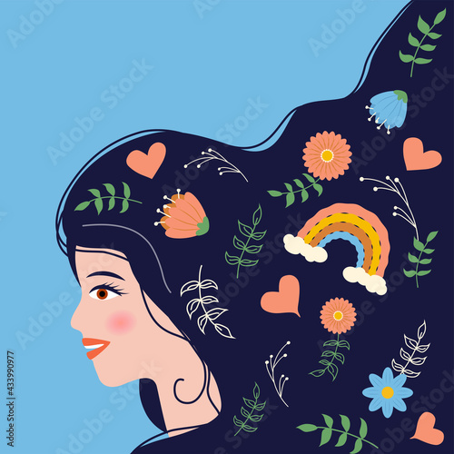 Flower growing as the concept of cultivate positive mindset ,and watering it as an act of taking care of our mental health.