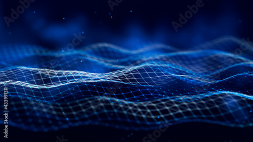 Technology background. Abstract digital combination dots and lines. Network connection structure. 3d Widescreen