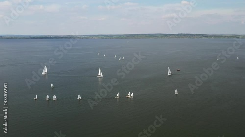 Yachts and sailboats on the Minsk Sea or the Zaslavsky reservoir near Minsk. Belarus photo