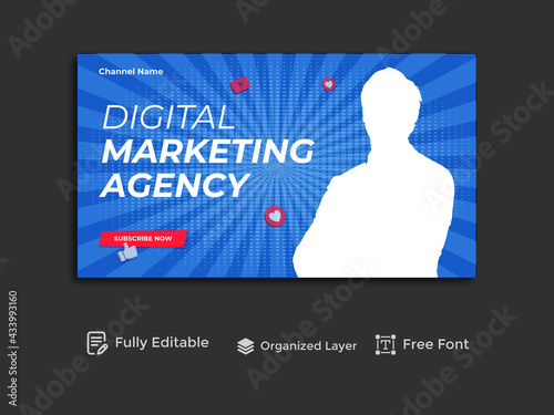 Editable  Digital marketing agency and corporate youtube  thumbnail or web banner template