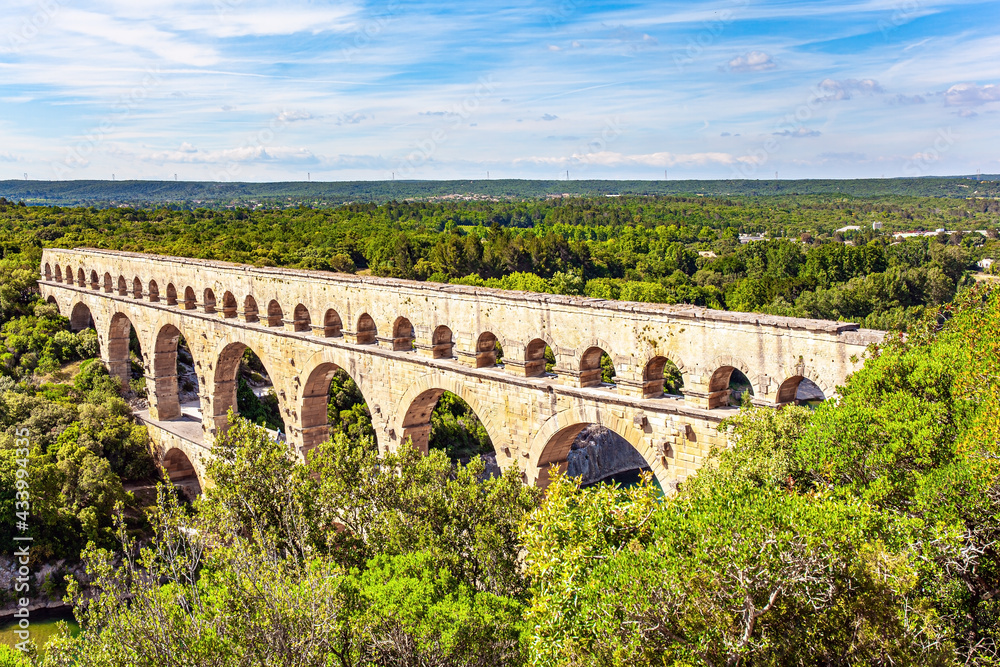 The Pont du Gard and dense forest