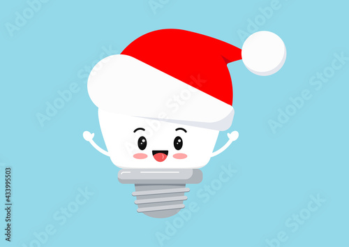 Christmas implant tooth in Santa Claus hat icon isolated on background. Dental holiday character - cute funny tooth implant. Flat design cartoon style vector stomatology orthodontist illustration. 