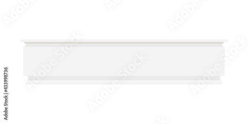 White skirting baseboard molding isolated on white background. Architectural plastic styrofoam or wood elements for interior wall and floor design. Vector flat design clip art illustration. 