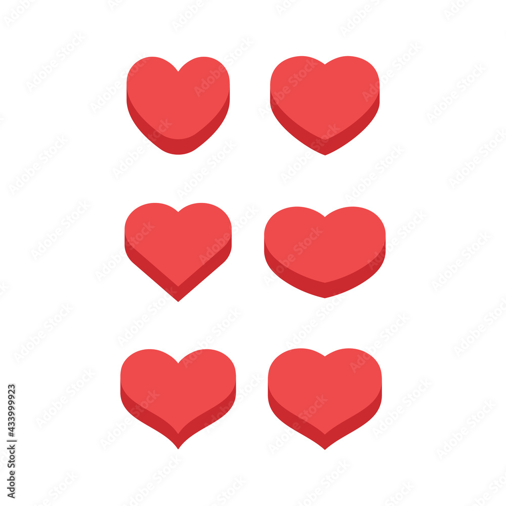 3d heart set, flat style design. Love symbol for valentine's day. 3d heart set, flat style design. Love symbol for valentine's day.