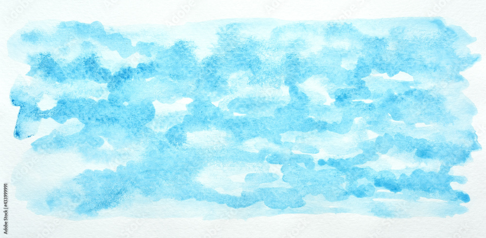 a photo image of abstract blue sky watercolor on paper, hand paint of blue sky watercolor for background, wet technique on paper