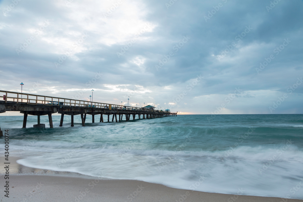 Pompano Beach Pier Broward County Florida by stormy weather