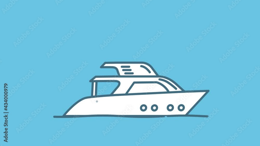 Motorboat line icon on the Alpha Channel Motorboat line icon on the Alpha Channel