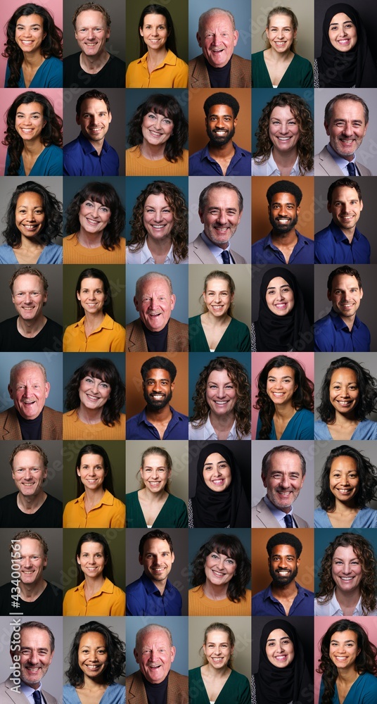 © Djomas - 12 Beautiful happy people in front of a background