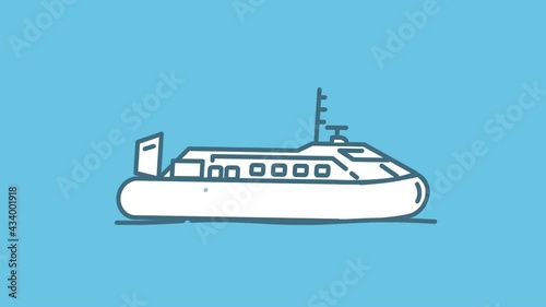Hovercraft line icon on the Alpha Channel