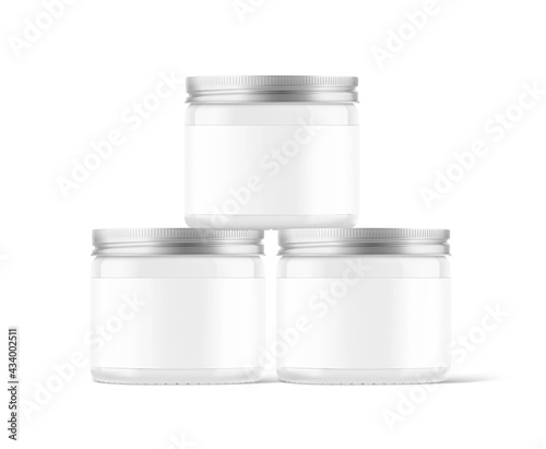 Blank package jar mockup. Vector illustration isolated on white background. Can be use for your design, advertising, promo and etc. EPS10.	
