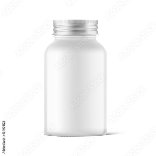 Black and white glass jar mockup isolated on white background. Vector illustration. Front view. Сan be used for food, cosmetic and other needs. EPS10	