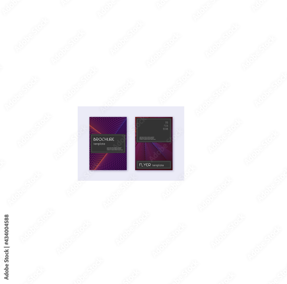 Black cover design template set. Violet abstract l
