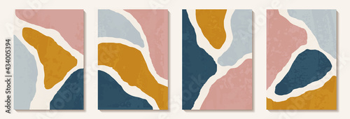 Creative minimalist hand painted Abstract art background with watercolor stain and geometric shape. Design for wall decoration, postcard, poster or brochure