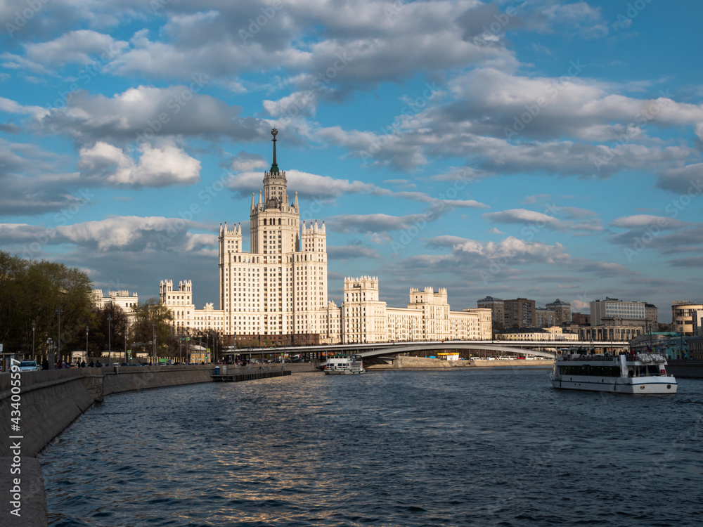 Cityscape near tower at Kotelnicheskaya embankment