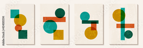Creative minimalist hand painted Abstract art background with watercolor stain and geometric shape. Design for wall decoration, postcard, poster or brochure