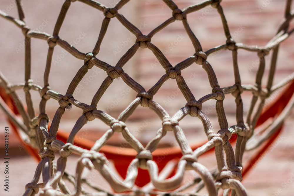 Close-up knots of an old basketball net Close-up knots of an old basketball net