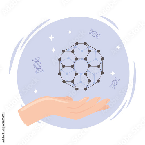nanotechnology hand with molecule