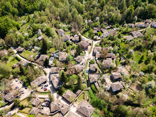 Aerial Spring view of village of Bozhentsi, Bulgaria photo