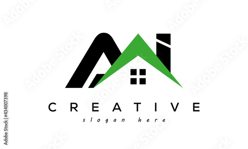 initial AI real estate logo vector