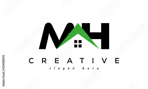 initial MH real estate logo vector	