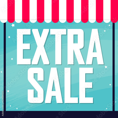 Extra Sale, poster design template, discount banner, vector illustration