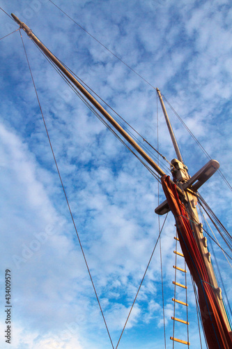 Close-up Indonesian traditional phinisi sailing ship's mast picture