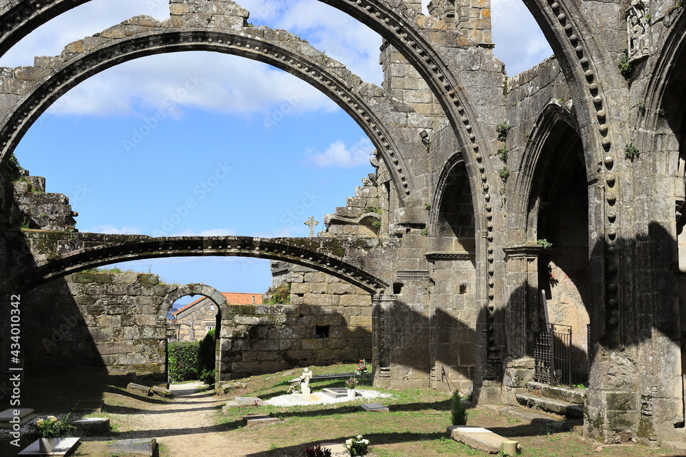 Ruins of the old church of Santa Mariña, in Cambados ,Pontevedra, Spain.