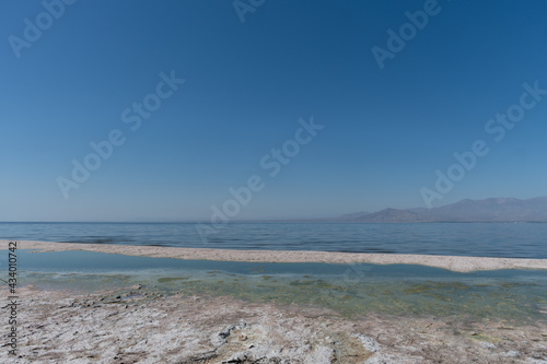 Scenic panoramic Salton Sea shoreline vista  Southern California