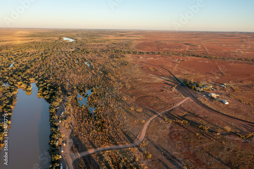 The town of  Noccundra and Wilson river in outback Queensland.
