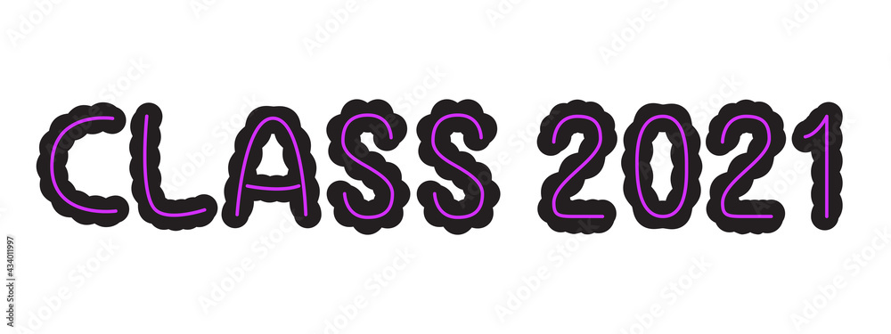 Class 2021 hand drawn text. School, college graduating of 2021.