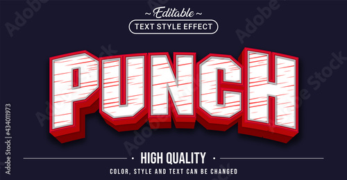 Editable text style effect - Punch text style theme.