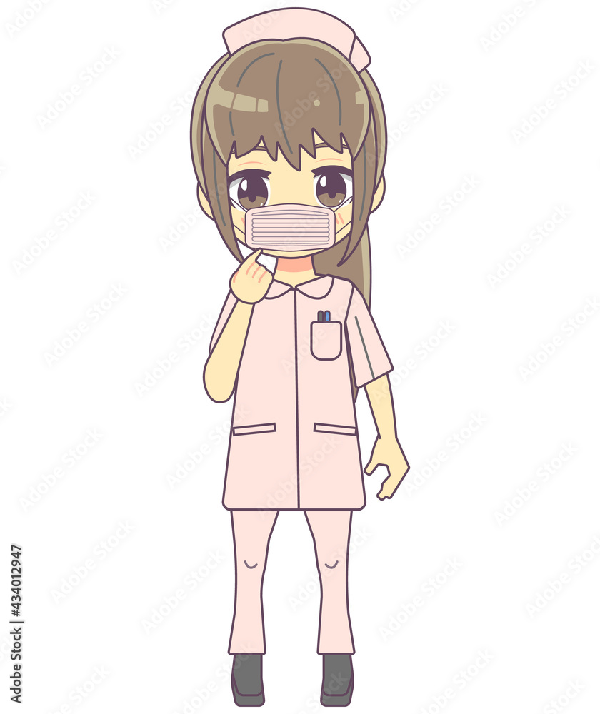 マスクをした女性看護師のイラスト素材 マスクをした女性看護師のイラスト素材