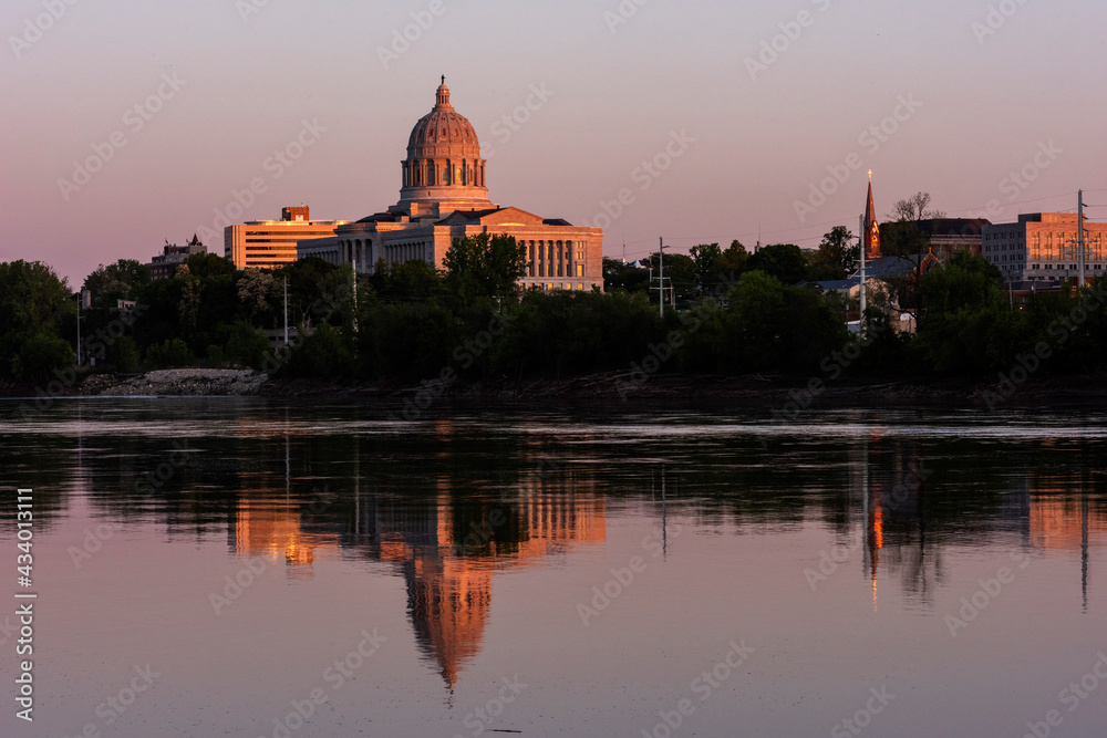 Missouri State Capitol Reflected in Missouri River