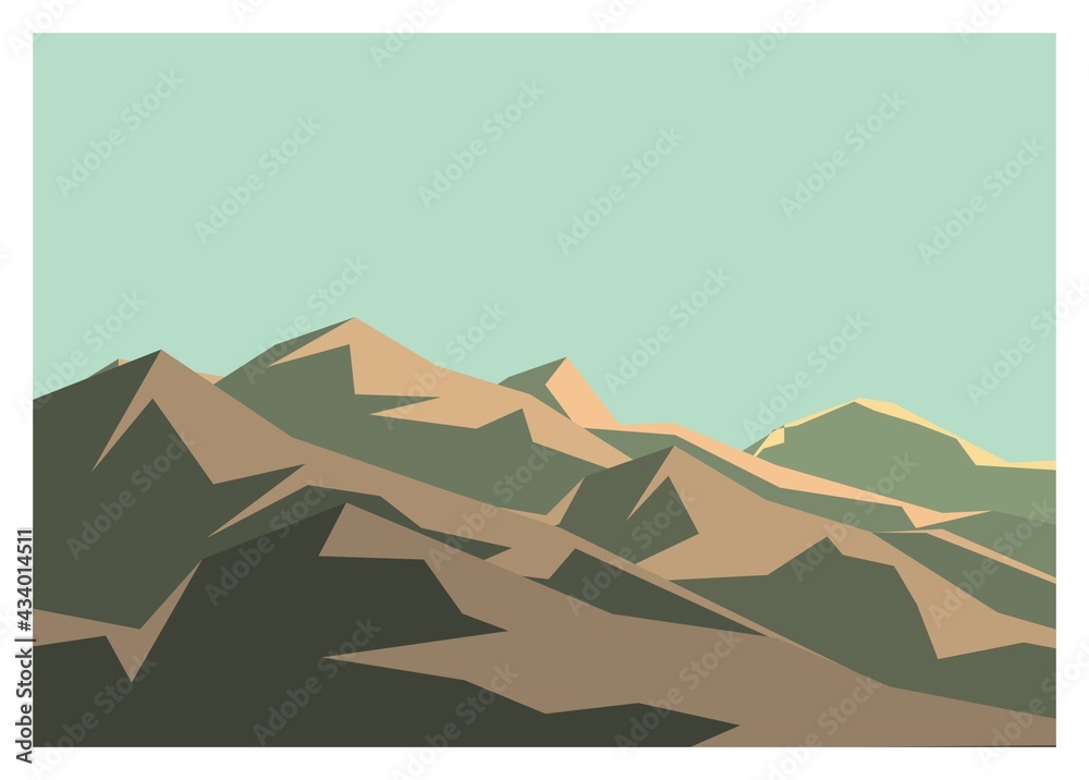 Mountain peaks layer with bright sky background