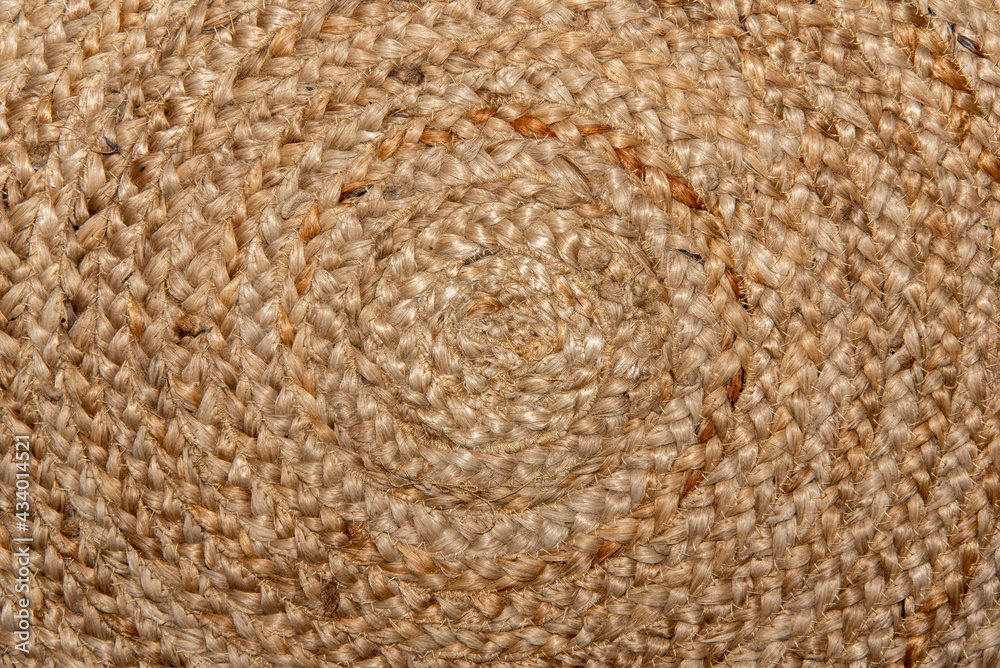 Beautiful circle pattern on handmade woven raffia basket Beautiful circle pattern on handmade woven raffia basket