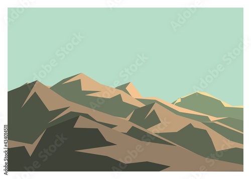 Mountain peaks layer with bright sky background