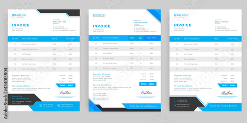 Simple and Professional minimalist business invoice vector template