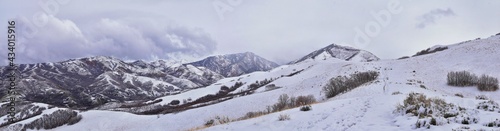 Wallpaper Mural Little Black Mountain Peak hiking trail snow views winter via Bonneville Shoreline Trail, Wasatch Front Rocky Mountains, by Salt Lake City, Utah. United States. Torontodigital.ca