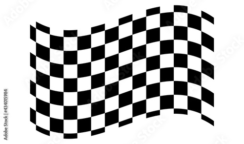 Checkered, chequered waving, wavy racing flag with different desinty squares. Squares pattern flag. Finish line, championship flag