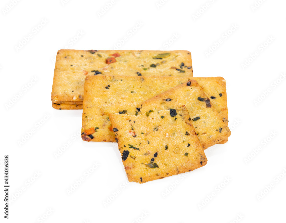 healthy whole wheat cracker on white background healthy whole wheat cracker on white background