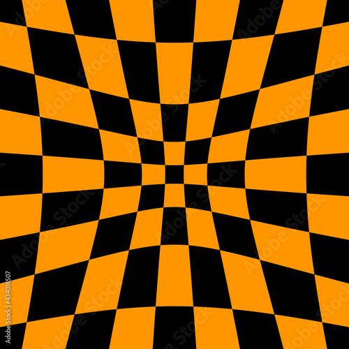 Chessboard, checkered board, squares pattern with indent, depression, hollow distortion, deformation effect