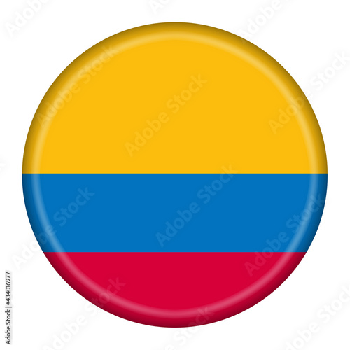 Colombia flag button 3d illustration with clipping path